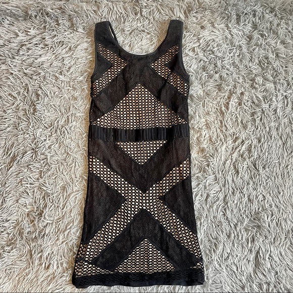 Bebe M/L Black Mesh Bandage Mini Dress - Picture 3 of 4